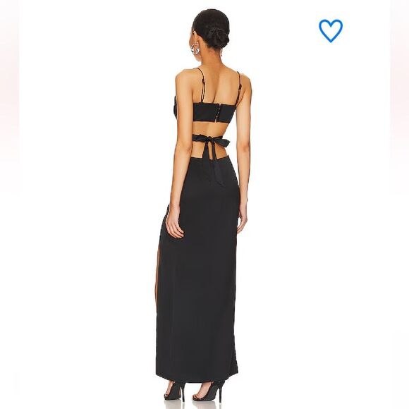 Superdown Stacie Black Cut Out maxi dress Slit Gown plunge Revolve NWT L - Picture 2 of 10